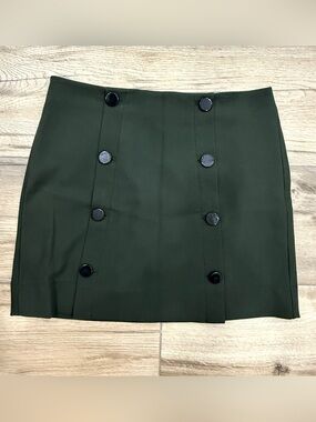 LOFT Dark Green Double-Row Button Mini Skirt